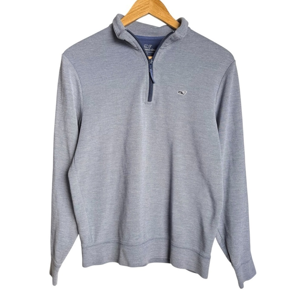 Vineyard Vines Shep Quarter-Zip Pullover Sweater Mens Small Blue Whale Logo